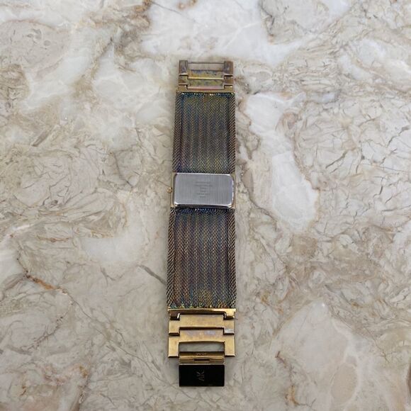 Anne Klein Wide Mesh Band Gold Tone Diamond Stainless Steel Watch - Picture 7 of 11
